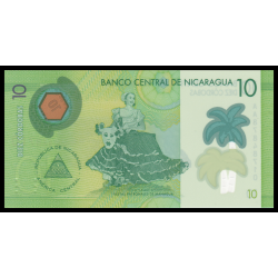 Nicaragua, P-209c, 10 cordobas, 2022 polymère - Billet de banque en vente sur Monnaies du Monde SHOP