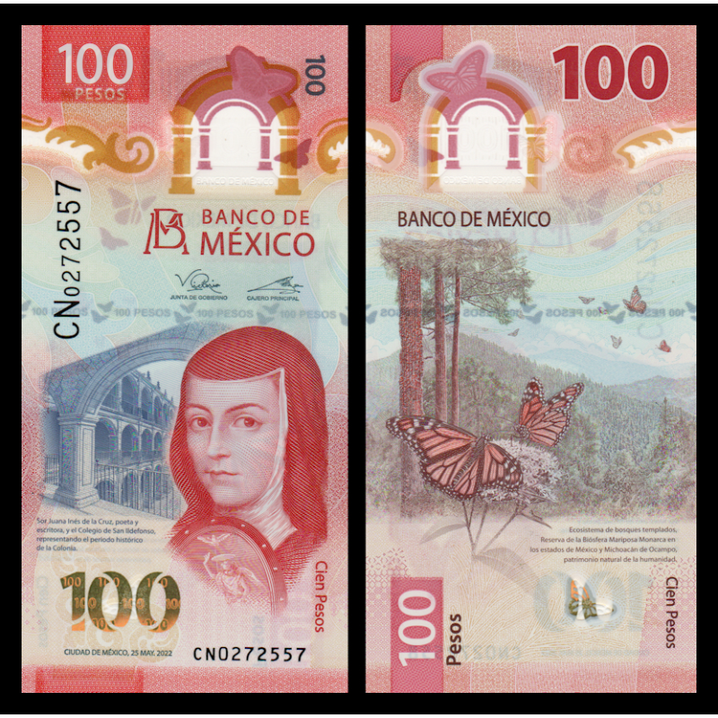 Mexique, P-134(5-2022-1), 100 pesos, 2022, polymère - Billet de banque en vente sur Monnaies du Monde SHOP