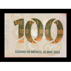 Mexique, P-134(5-2022-1), 100 pesos, 2022, polymère - Billet de banque en vente sur Monnaies du Monde SHOP