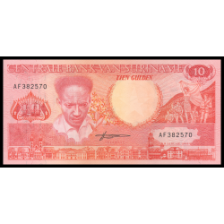 Suriname, P-131b, 10 gulden, 1988 - Billet de banque en vente sur Monnaies du Monde SHOP