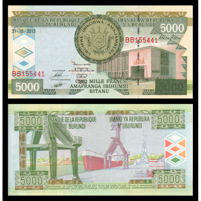 Burundi, P-48c, 5 000 francs, 2013 - Billet de banque en vente sur Monnaies du Monde SHOP