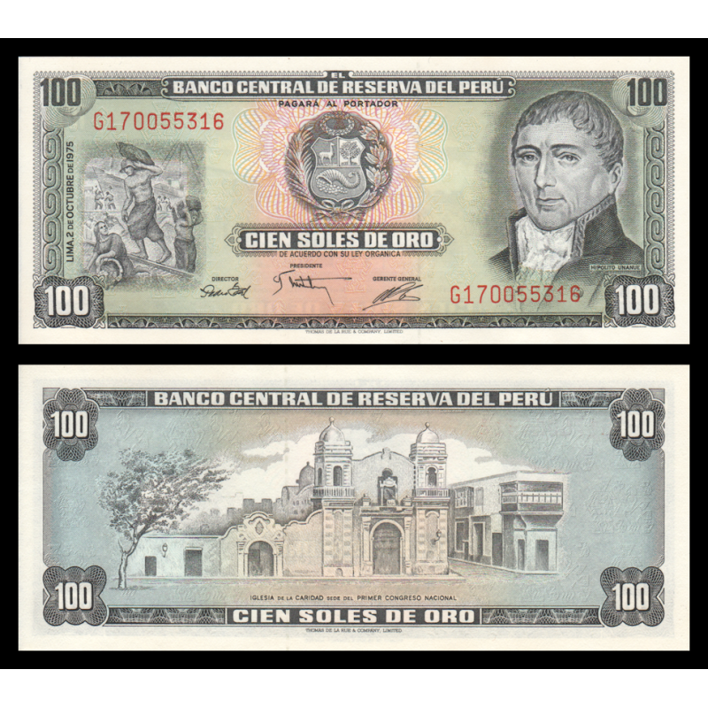 Pérou, P-108, 100 soles de oro, 1975 - Billet de banque en vente sur Monnaies du Monde SHOP