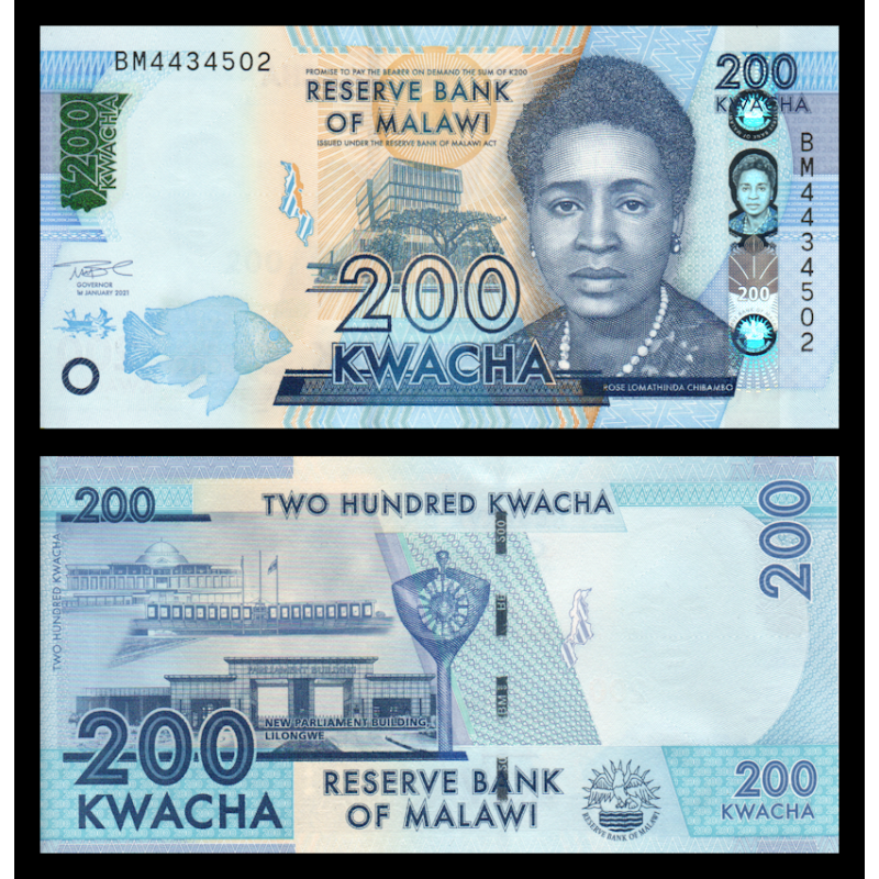 Malawi, P-w65Ae, 200 kwacha, 2021 - Billet de banque en vente sur Monnaies du Monde SHOP