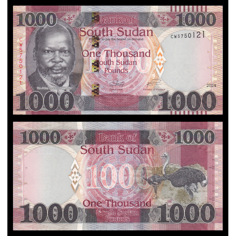 Soudan du Sud, P-w21, 1 000 South Sudan Pounds, 2024 - Billet de banque en vente sur Monnaies du Monde SHOP