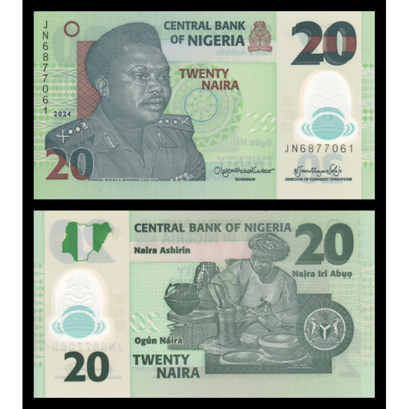 Nigéria, P-34t2, 20 naira, 2024, polymère - Billet de banque en vente sur Monnaies du Monde SHOP