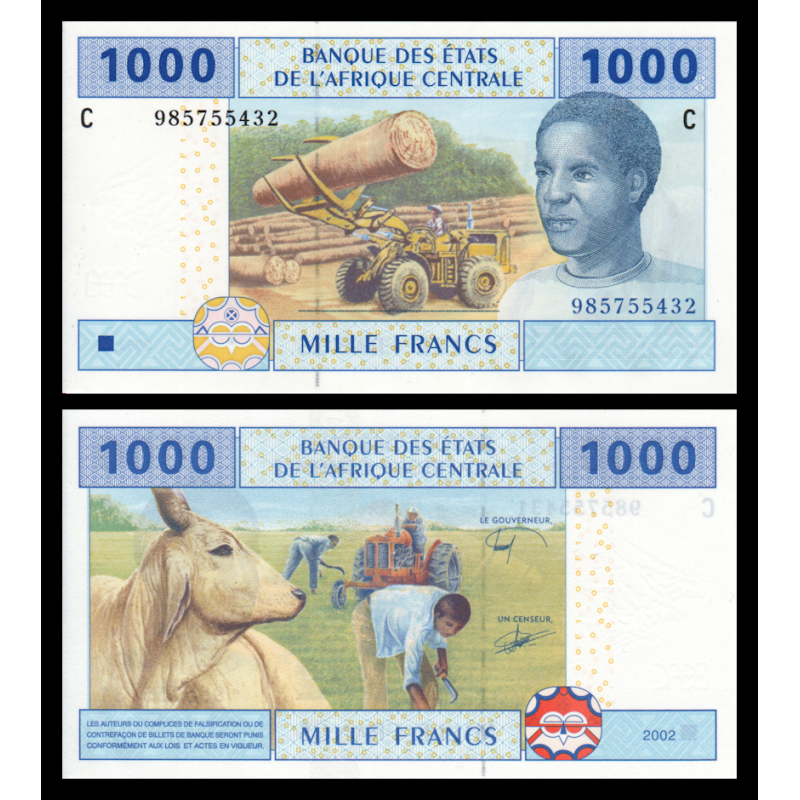 Tchad, P-607Ce, 1 000 francs, 2002 - Billet de banque en vente sur Monnaies du Monde SHOP