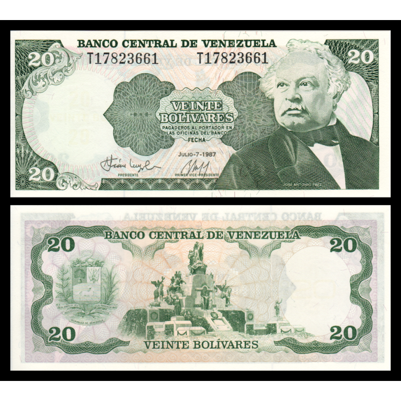 Venezuela, P-064A, 20 bolivares, 1987 - Billet de banque en vente sur Monnaies du Monde SHOP