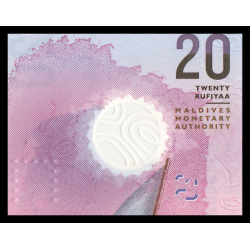 Maldives, P-27b, 20 rufiyaa, 2020, polymère - Billet de banque en vente sur Monnaies du Monde SHOP