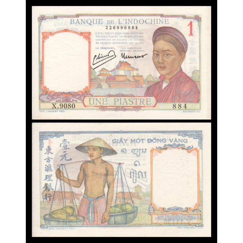 Indochine, P-54e 1 piaste, 1949 - Billet de banque en vente sur Monnaies du Monde SHOP