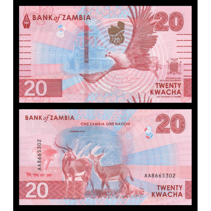 Zambie, P-w63, 20 kwacha, 2024 - Billet de banque en vente sur Monnaies du Monde SHOP