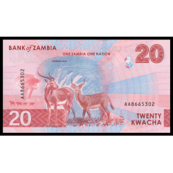 Zambie, P-w63, 20 kwacha, 2024 - Billet de banque en vente sur Monnaies du Monde SHOP