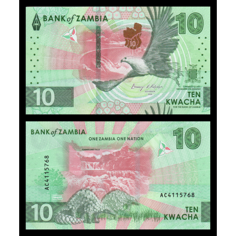 Zambie, P-w62, 10 kwacha, 2024 - Billet de banque en vente sur Monnaies du Monde SHOP