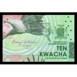 Zambie, P-w62, 10 kwacha, 2024 - Billet de banque en vente sur Monnaies du Monde SHOP