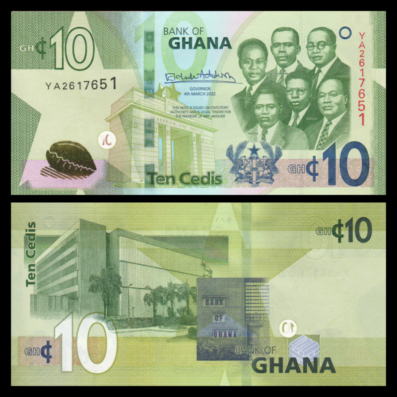Ghana, P-47b, 10 cedis, 2022 - Billet de banque en vente sur Monnaies du Monde SHOP