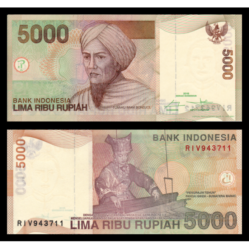 Indonésie, P-142p1, 5 000 rupiah, 2016 - Billet de banque en vente sur Monnaies du Monde SHOP