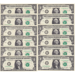 USA, lot 12x1 dollar par état, 2006-2021 - Billet de banque en vente sur Monnaies du Monde SHOP