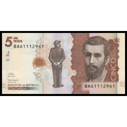 Colombie, P-459h, 5 000 pesos, 2022 - Billet de banque en vente sur Monnaies du Monde SHOP