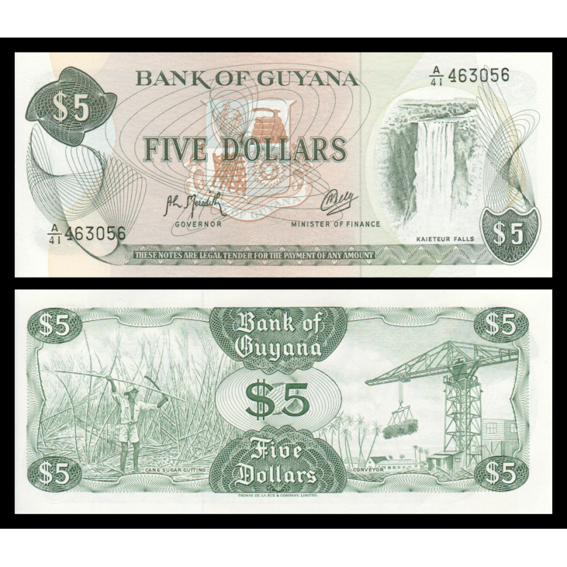 Guyana, P-22f, 5 dollars, 1992 - Billet de banque en vente sur Monnaies du Monde SHOP