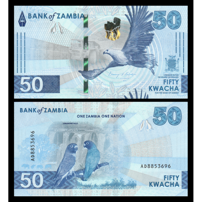 Zambie, P-w64, 50 kwacha, 2024 - Billet de banque en vente sur Monnaies du Monde SHOP