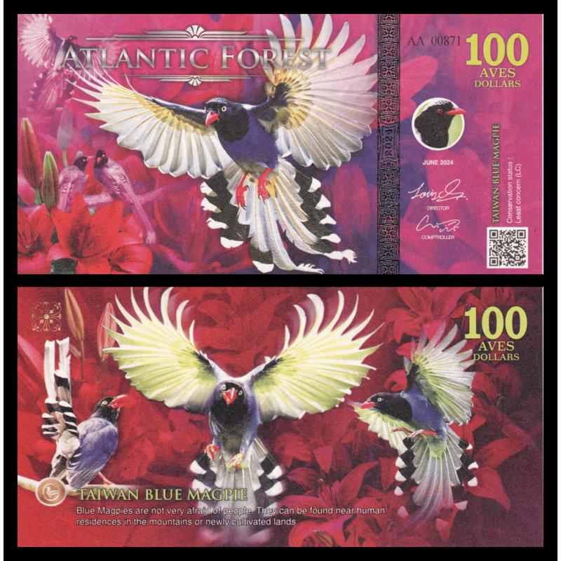 Atlantic Forest, Non Legal, 100 aves dollars, 2024 - Billet de banque en vente sur Monnaies du Monde SHOP