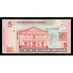Suriname, P-157c, 5 dollars, 2009 - Billet de banque en vente sur Monnaies du Monde SHOP
