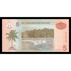 Suriname, P-157c, 5 dollars, 2009 - Billet de banque en vente sur Monnaies du Monde SHOP