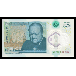 Angleterre, P-394, 5 pounds, 2015, polymère - Billet de banque en vente sur Monnaies du Monde SHOP