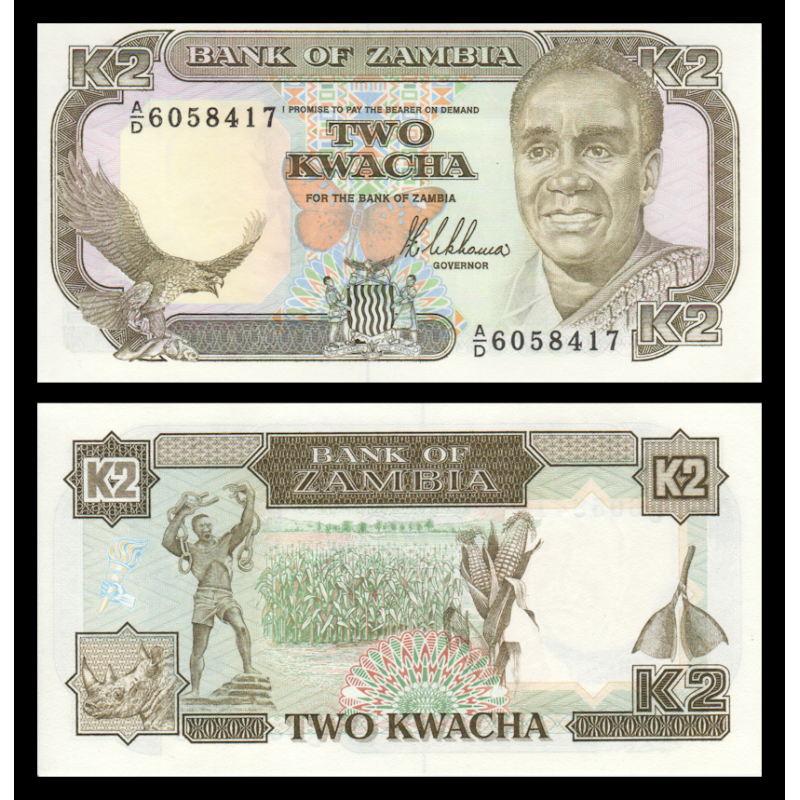 Zambie, P-29, 2 kwacha, 1989 - Billet de banque en vente sur Monnaies du Monde SHOP