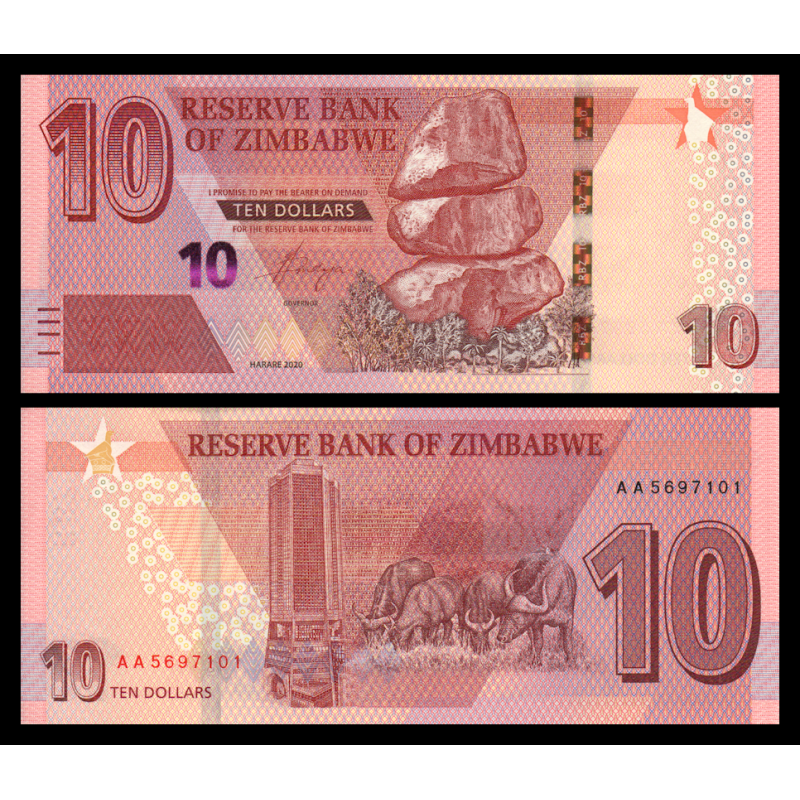Zimbabwe, P-103, 10 dollars, 2020, hybride - Billet de banque en vente sur Monnaies du Monde SHOP