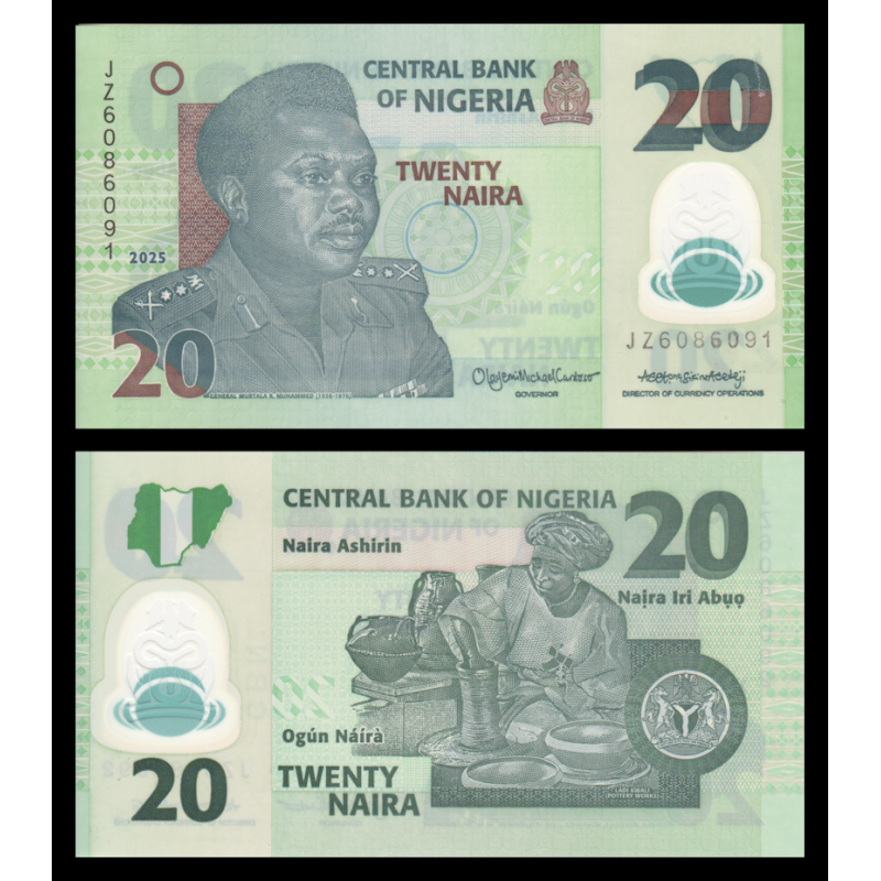 Nigeria, P-34u, 20 naira, 2025, polymère - Billet de banque en vente sur Monnaies du Monde SHOP