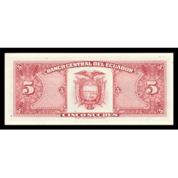 Equateur, P-113d3, 5 sucres, 1988 - Billet de banque en vente sur Monnaies du Monde SHOP