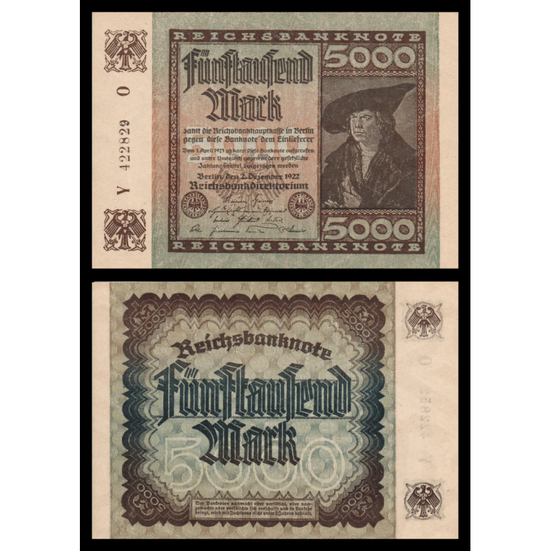 Allemagne, P-81a, 5 000 mark, 1922 - Billet de banque en vente sur Monnaies du Monde SHOP