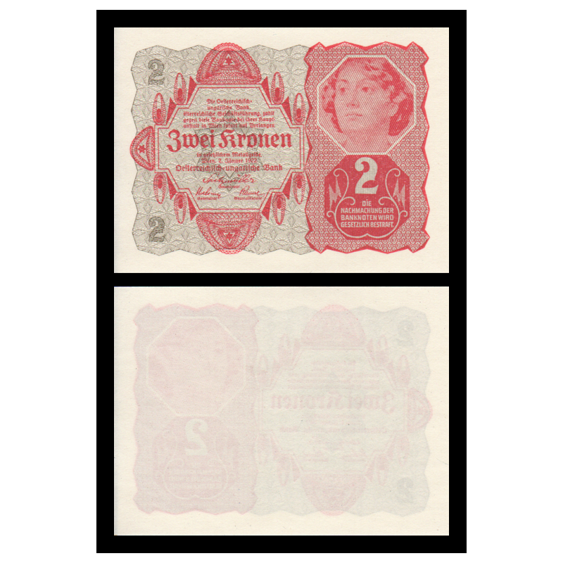 Autriche, P-074, 2 kronen, 1922 - Billet de banque en vente sur Monnaies du Monde SHOP
