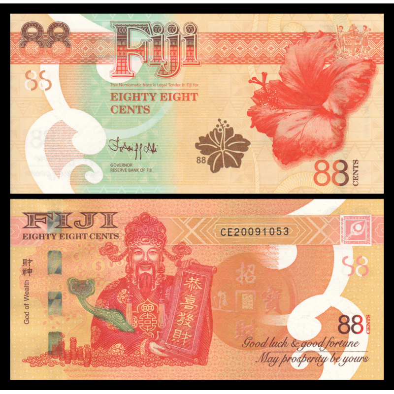 Fidji, P-w123, 88 cents, 2022, Neuf / UNC - Billet de banque en vente sur Monnaies du Monde SHOP