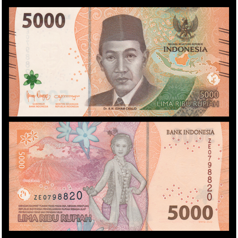 Billet de banque en vente sur Monnaies du Monde SHOP, Indonésie, P-164c, 5 000 rupiah, 2024, Neuf / UNC