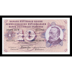 Billet de banque en vente sur Monnaies du Monde SHOP, Switzerland, P-45u2, 10 francs, 1977, Neuf / UNC