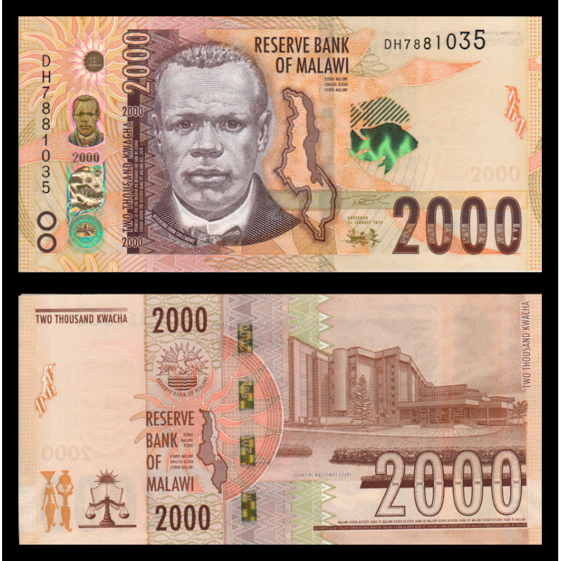 Billet de banque en vente sur Monnaies du Monde SHOP | Malawi, P-w70c, 2 000 kwacha, 2024, Neuf / UNC