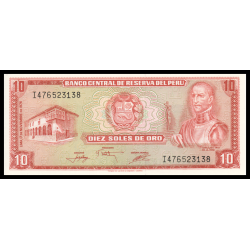 Pérou, P-112, 10 soles de oro, 1976, Presque Neuf / a-UNC - Billet de banque en vente sur Monnaies du Monde SHOP