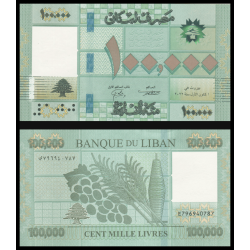 Billet de banque de collection en vente sur Monnaies Du Monde-SHOP | Liban, P-95e2, 100 000 livres, 2022, Neuf / UNC