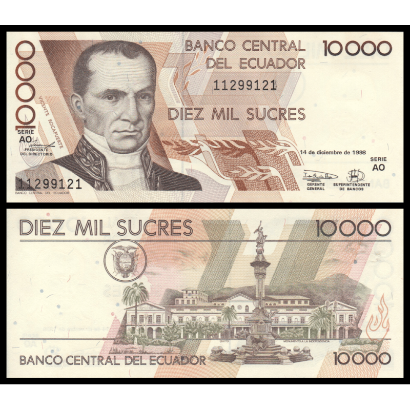 Equateur, P-127e, 10 000 sucres, 1999 - Billet de banque en vente sur Monnaies du Monde SHOP