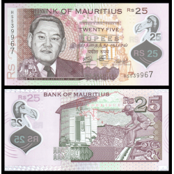Maurice (île), P-64c, 25 roupies, 2023, polymère, Neuf / UNC | Billet de collection en vente sur Monnaies Du Monde-SHOP
