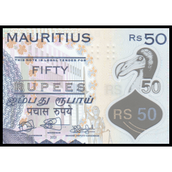 Billet de collection en vente sur Monnaies Du Monde-SHOP | Maurice (île), P-65b, 50 roupies, 2021, polymère, Neuf / UNC