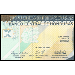 Honduras, P-104c, 50 lempiras, 2022, Neuf / UNC | Billet de banque de collection en vente sur Monnaies Du Monde-SHOP