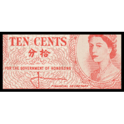 Billet de banque de collection en vente sur Monnaies Du Monde-SHOP | Hong Kong, P-327, 10 cents, 1961, Neuf / UNC