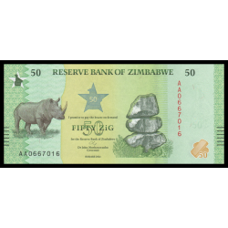 Zimbabwe, P-w117, 50 ZiG, 2026, Neuf / UNC | Billet de banque de collection en vente sur Monnaies Du Monde-SHOP