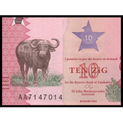 Zimbabwe, P-w115, 10 ZiG, 2026, Neuf / UNC | Billet de banque de collection en vente sur Monnaies Du Monde-SHOP