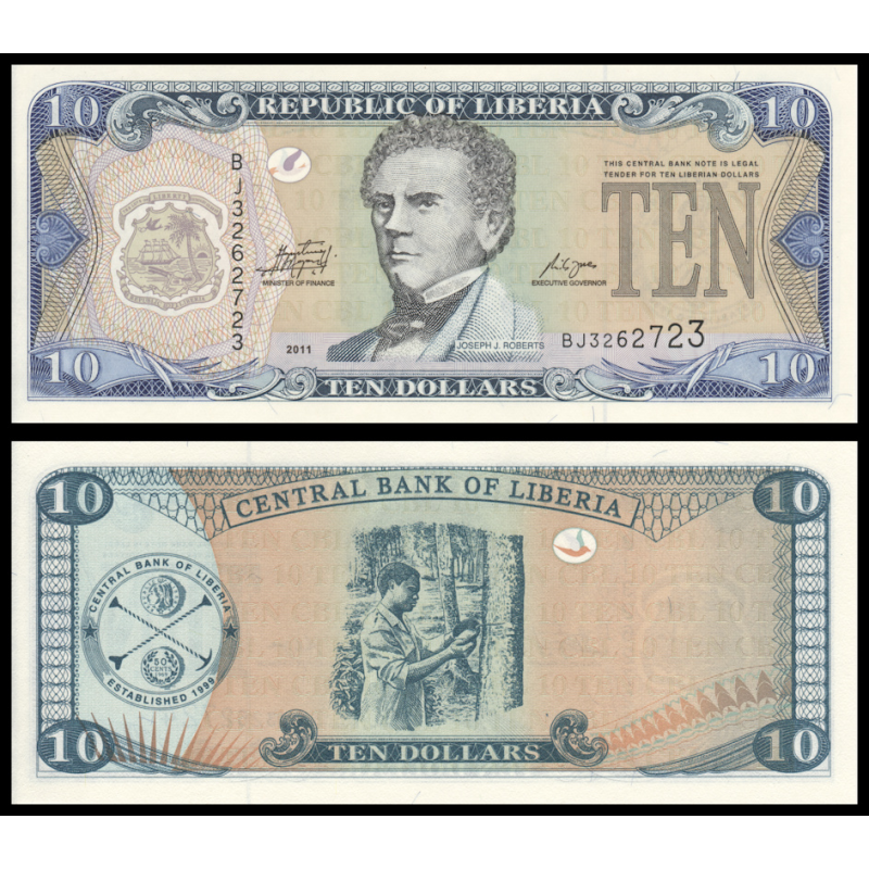 Liberia, P-27g, 10 dollars, 2011 - Billet de banque en vente sur Monnaies du Monde SHOP