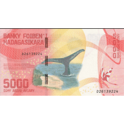 en vente sur Monnaies Du Monde-SHOP | Madagascar, P-102b, 5 000 ariary, 2022, Neuf / UNC