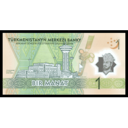 Billet de collection en vente sur Monnaies Du Monde-SHOP - Turkménistan, P-w48a, 1 manat, polymère, 2025, Neuf / UNC