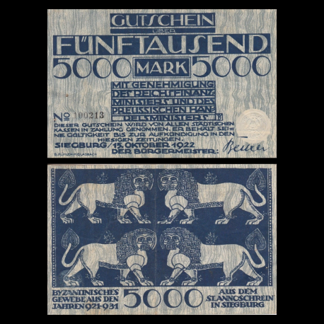 Allemagne, notegeld, 5000 mark, 1922